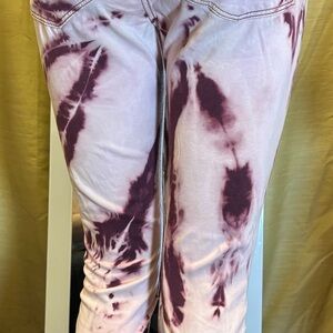 American Eagle Outfitters Women's Straight Leg Jeans - Burgundy and Light Pink
